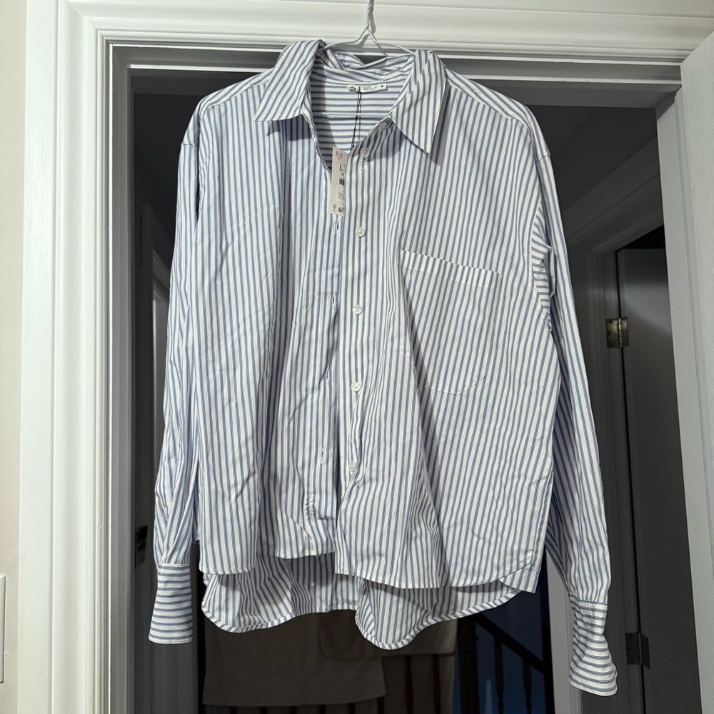 Zara oversized Blue PJ Striped Shirt - Picture 3 of 5